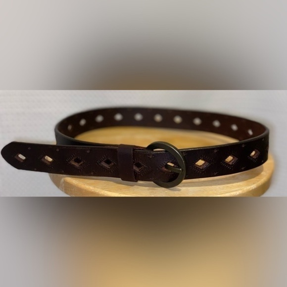 UNISEX dark walnut genuine quality Leather Belt fits 35’’ waist‎ or less size M - Picture 5 of 14